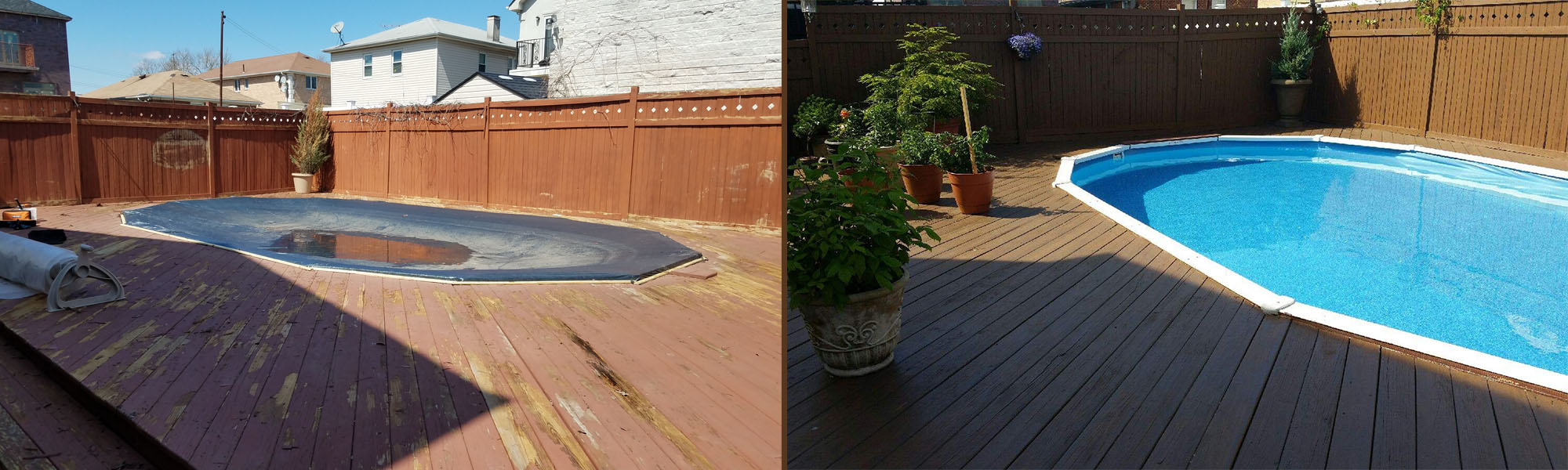 Before and after pool deck restoration